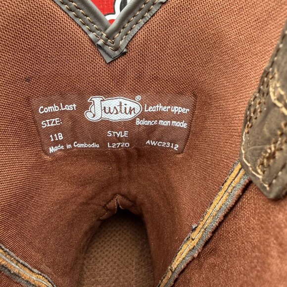 Justin Rosella Western Boots Womens Chocolate 11B Round Toe Embroidered Cowboy - Picture 11 of 16